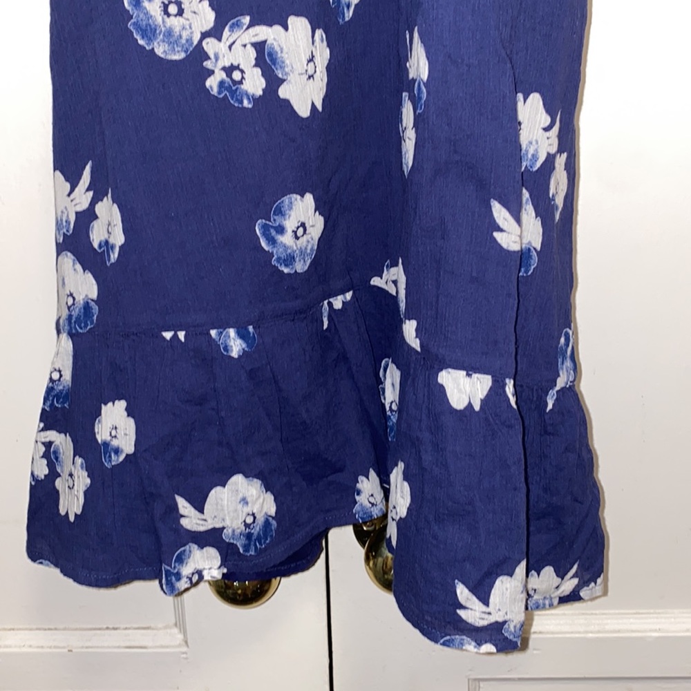 Old Navy Size 14 Blue White Floral Print Dress - Picture 7 of 9